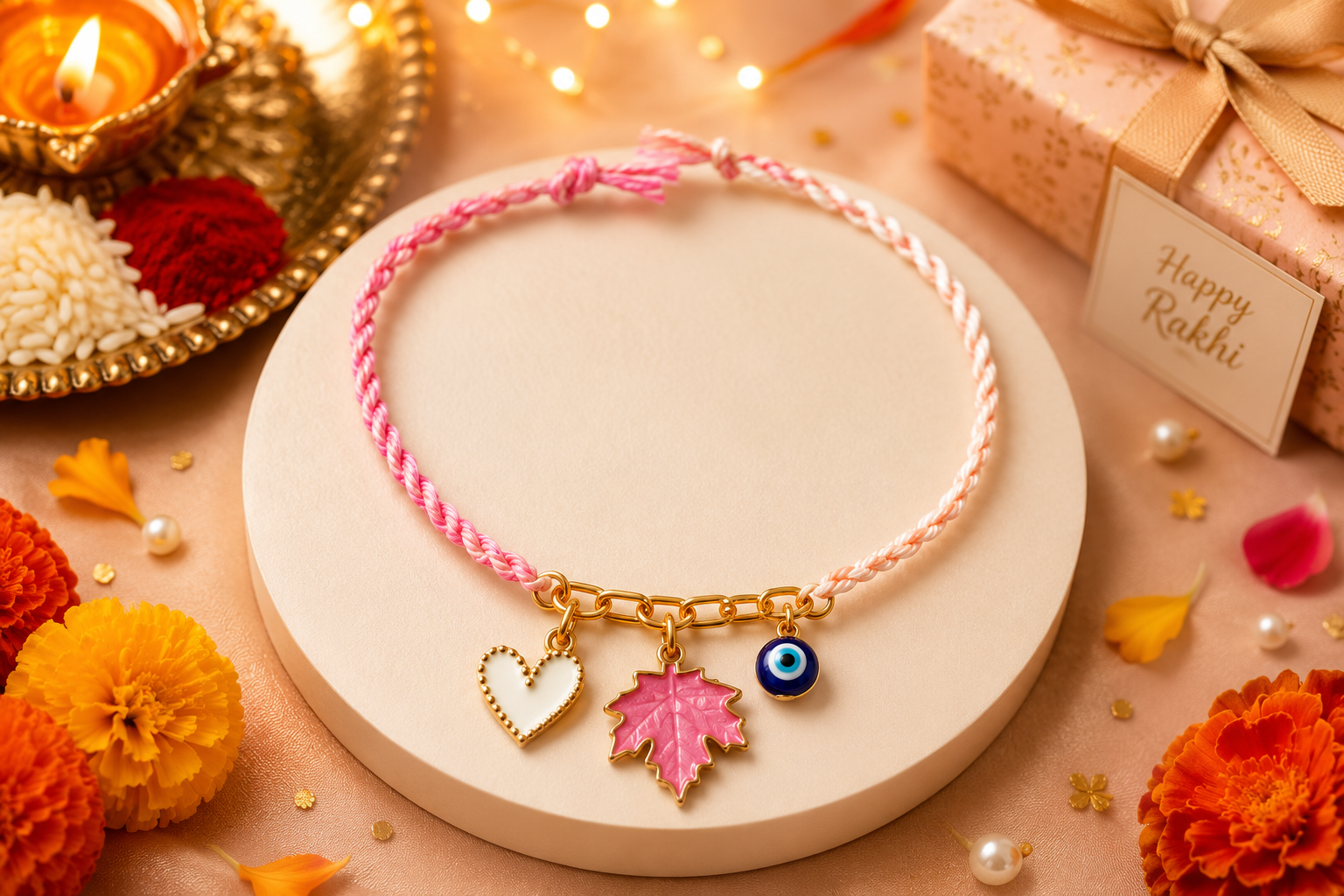 Pink Charm Evil Eye Rakhi