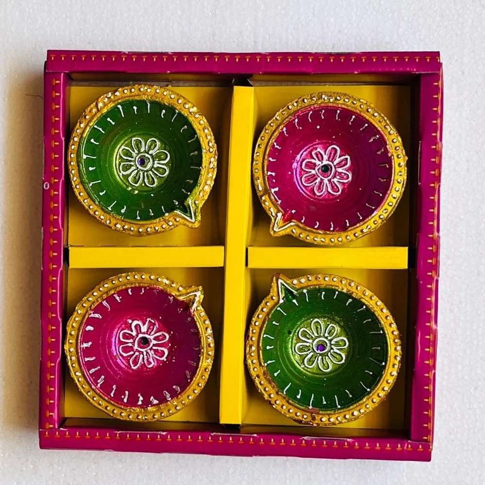 Hand-Painted Diya Set