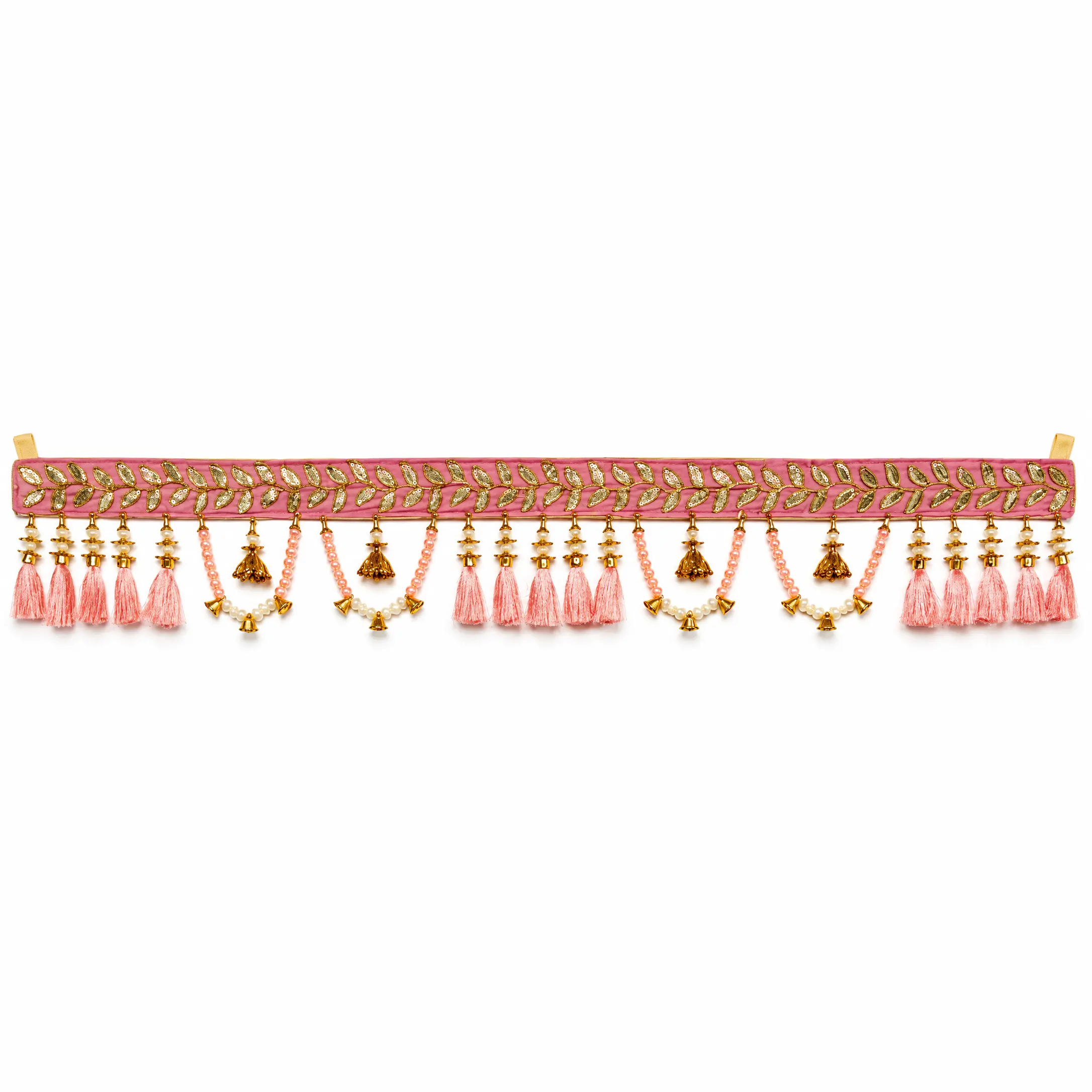 Pink and Gold Embroidered Toran