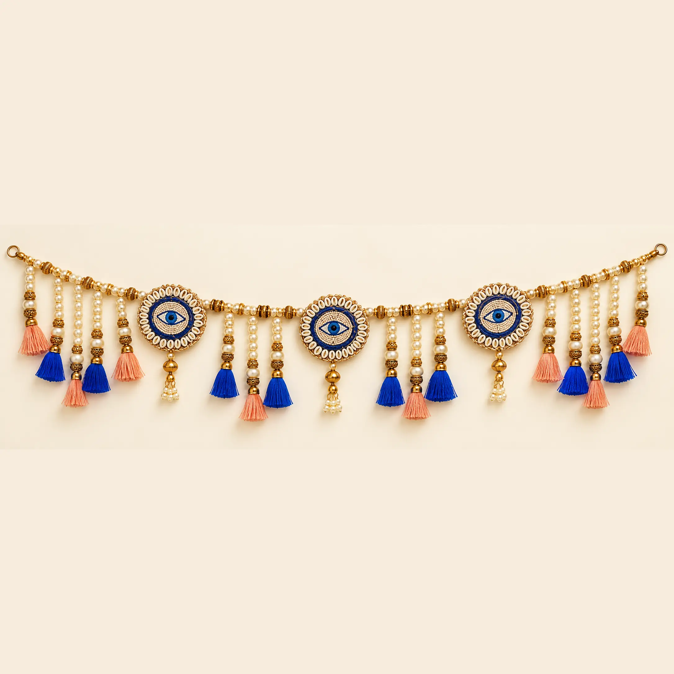 Pearl and Blue Evil Eye Toran