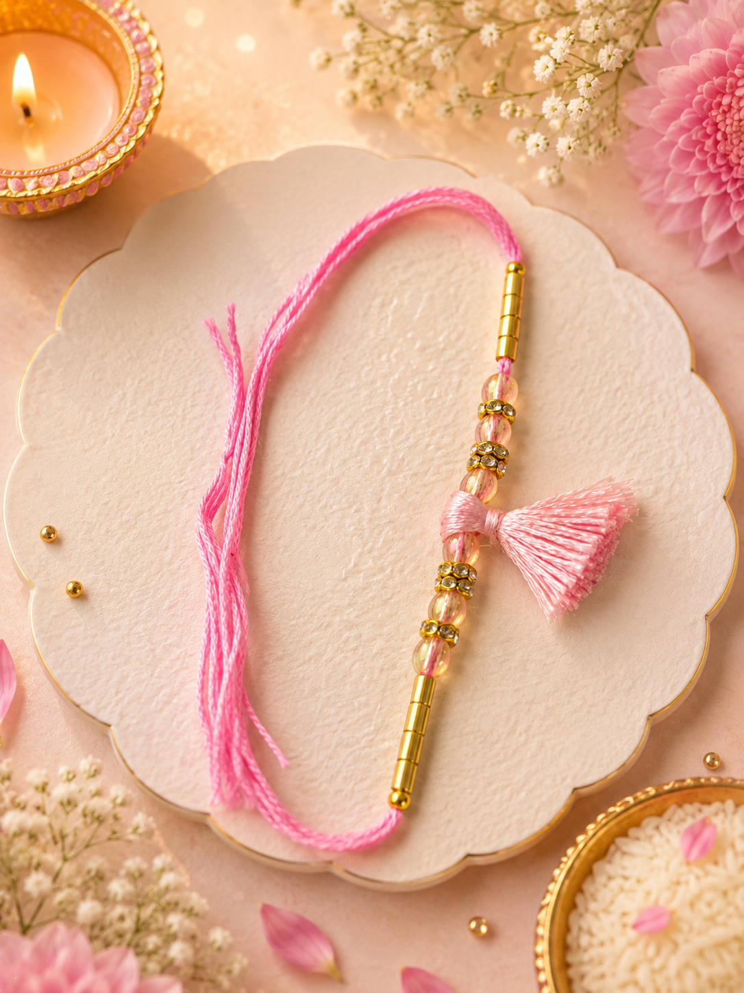 Pink Tassel Grace Rakhi