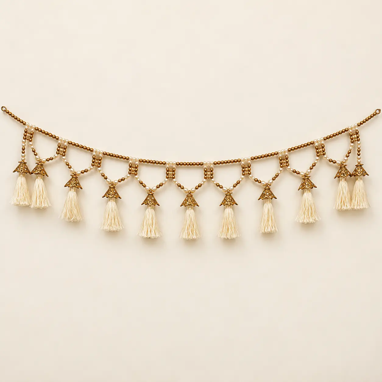 Elegant Gold Pearl Tassel Toran